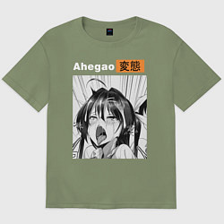 Футболка оверсайз мужская Ahegao, цвет: авокадо