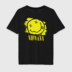 Футболка оверсайз мужская Nirvana Smile, цвет: черный