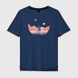 Мужская футболка оверсайз Яхта в океане