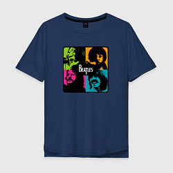 Футболка оверсайз мужская The Beatles в стиле Поп Арт, цвет: тёмно-синий