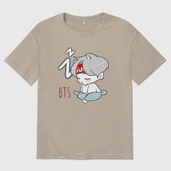 Футболка оверсайз мужская BTS sleep, цвет: миндальный