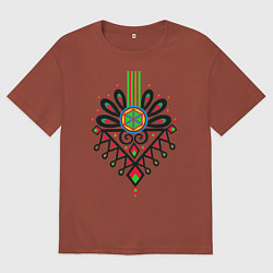 Футболка оверсайз мужская Польский узор Парзеница, цвет: кирпичный