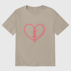 Футболка оверсайз мужская Пульс любви, цвет: миндальный