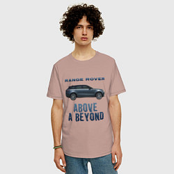 Футболка оверсайз мужская Range Rover Above a Beyond, цвет: пыльно-розовый — фото 2