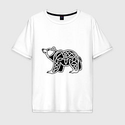 Футболка оверсайз мужская Скандинавский медведь чёрный, цвет: белый