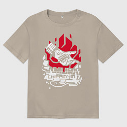 Футболка оверсайз мужская Cyberpunk 2077 SAMURAI, цвет: миндальный