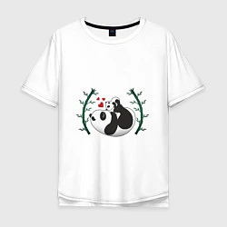 Футболка оверсайз мужская Мама панда с малышом, цвет: белый