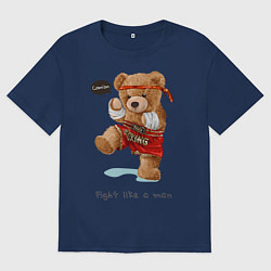 Футболка оверсайз мужская Боксер мишка, цвет: тёмно-синий