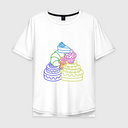 Футболка оверсайз мужская Пищевая пирамида сладкая, цвет: белый