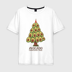 Футболка оверсайз мужская Avocado Christmas Tree, цвет: белый