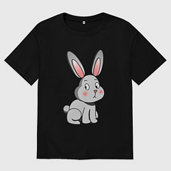 Футболка оверсайз мужская КРОЛИК, цвет: черный