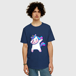 Футболка оверсайз мужская Cute unicorn, цвет: тёмно-синий — фото 2