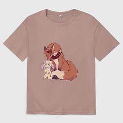 Футболка оверсайз мужская Лис и зайка, цвет: пыльно-розовый