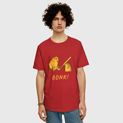 Футболка оверсайз мужская Doge Bonk go to horny jail, цвет: красный — фото 2