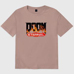 Футболка оверсайз мужская DOOM Eternal логотип, цвет: пыльно-розовый