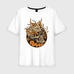 Футболка оверсайз мужская Fire Skull, цвет: белый