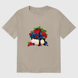 Футболка оверсайз мужская Черничный чизкейк, цвет: миндальный