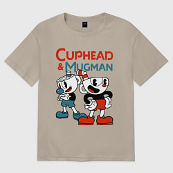 Футболка оверсайз мужская Cuphead & Mugman, цвет: миндальный