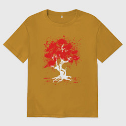 Футболка оверсайз мужская САКУРА SAKURA ВИШНЯ, цвет: горчичный