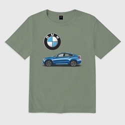 Футболка оверсайз мужская BMW X6, цвет: авокадо