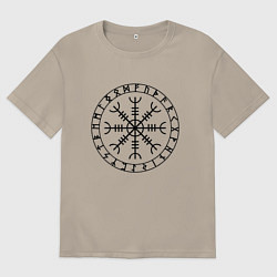 Футболка оверсайз мужская Эгисхъялм Шлем ужаса Z, цвет: миндальный