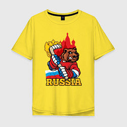 Футболка оверсайз мужская Хоккей Россия, цвет: желтый