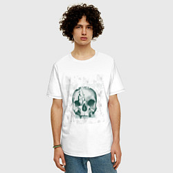 Футболка оверсайз мужская Skull, цвет: белый — фото 2
