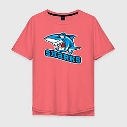 Футболка оверсайз мужская Sharks, цвет: коралловый