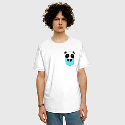 Футболка оверсайз мужская Панда милашка в кармашке, цвет: белый — фото 2