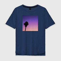Футболка оверсайз мужская Пальма на закате, цвет: тёмно-синий