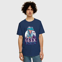 Футболка оверсайз мужская Динозавр Гик Geek Rex, цвет: тёмно-синий — фото 2