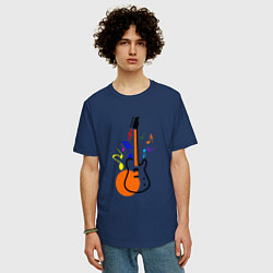 Футболка оверсайз мужская Цветная гитара, цвет: тёмно-синий — фото 2