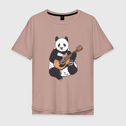 Футболка оверсайз мужская Панда гитарист Panda Guitar, цвет: пыльно-розовый