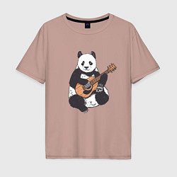 Футболка оверсайз мужская Панда гитарист Panda Guitar, цвет: пыльно-розовый