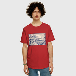 Футболка оверсайз мужская Японская лягушка Укиё-э, цвет: красный — фото 2