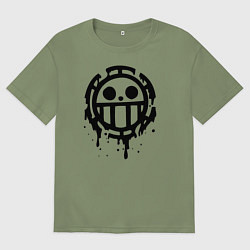 Футболка оверсайз мужская One Piece знак черной краской, цвет: авокадо