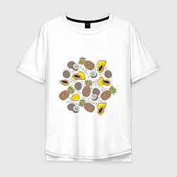 Футболка оверсайз мужская Ананас папайя кокос, цвет: белый
