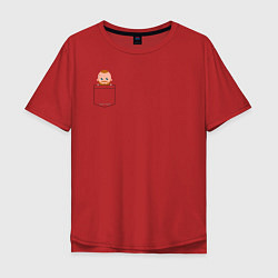 Футболка оверсайз мужская Рагнар в кармане, цвет: красный