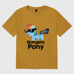 Футболка оверсайз мужская Gangsta pony, цвет: горчичный
