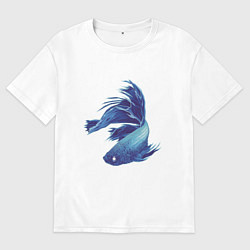 Футболка оверсайз мужская Рыбка петушок, цвет: белый