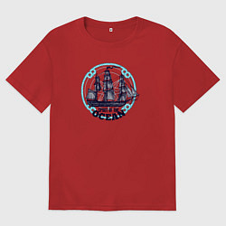 Футболка оверсайз мужская Корабль Дух океана, цвет: красный