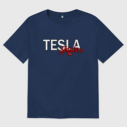 Мужская футболка оверсайз TESLA MOTORS ТЕСЛА