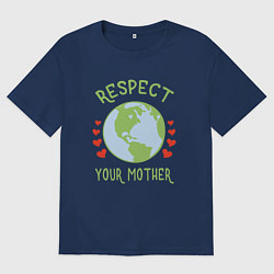 Футболка оверсайз мужская Respect Earth, цвет: тёмно-синий