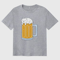Мужская футболка оверсайз Beer Cat
