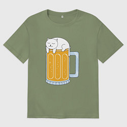 Мужская футболка оверсайз Beer Cat