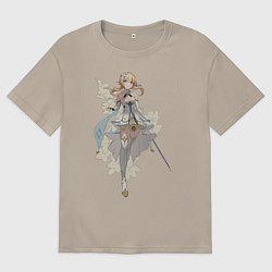 Футболка оверсайз мужская Люмин с цветами, цвет: миндальный