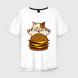 Мужская футболка оверсайз Голодный котик