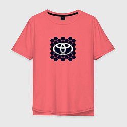 Футболка оверсайз мужская Toyota - Honeycomb, цвет: коралловый