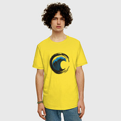 Футболка оверсайз мужская Enso Great Wave off Kanagawa, цвет: желтый — фото 2