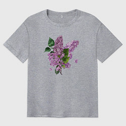 Мужская футболка оверсайз СИРЕНЬ АКВАРЕЛЬЮ